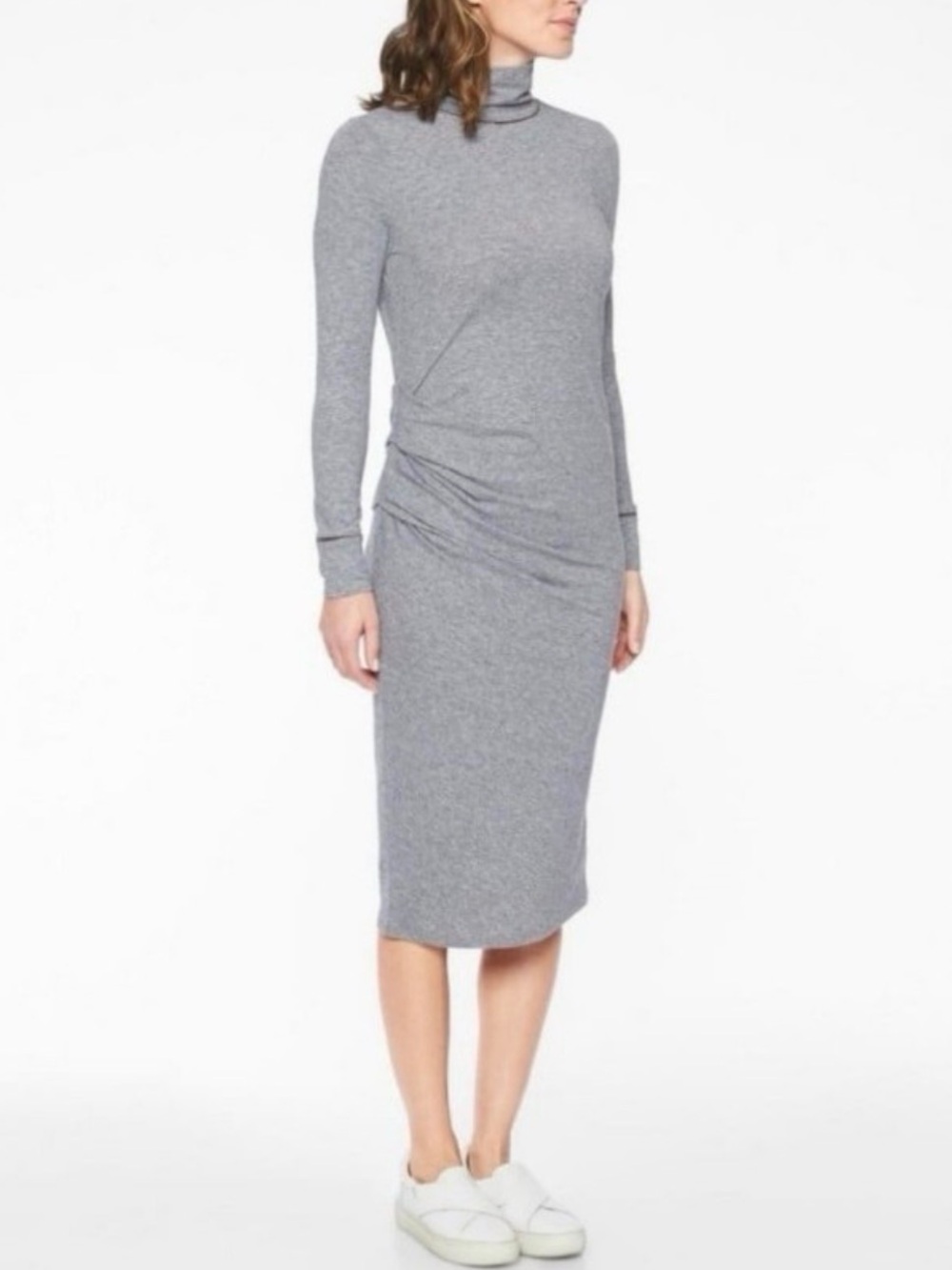 Athleta Heather Gray Turtleneck Midi Dress XS